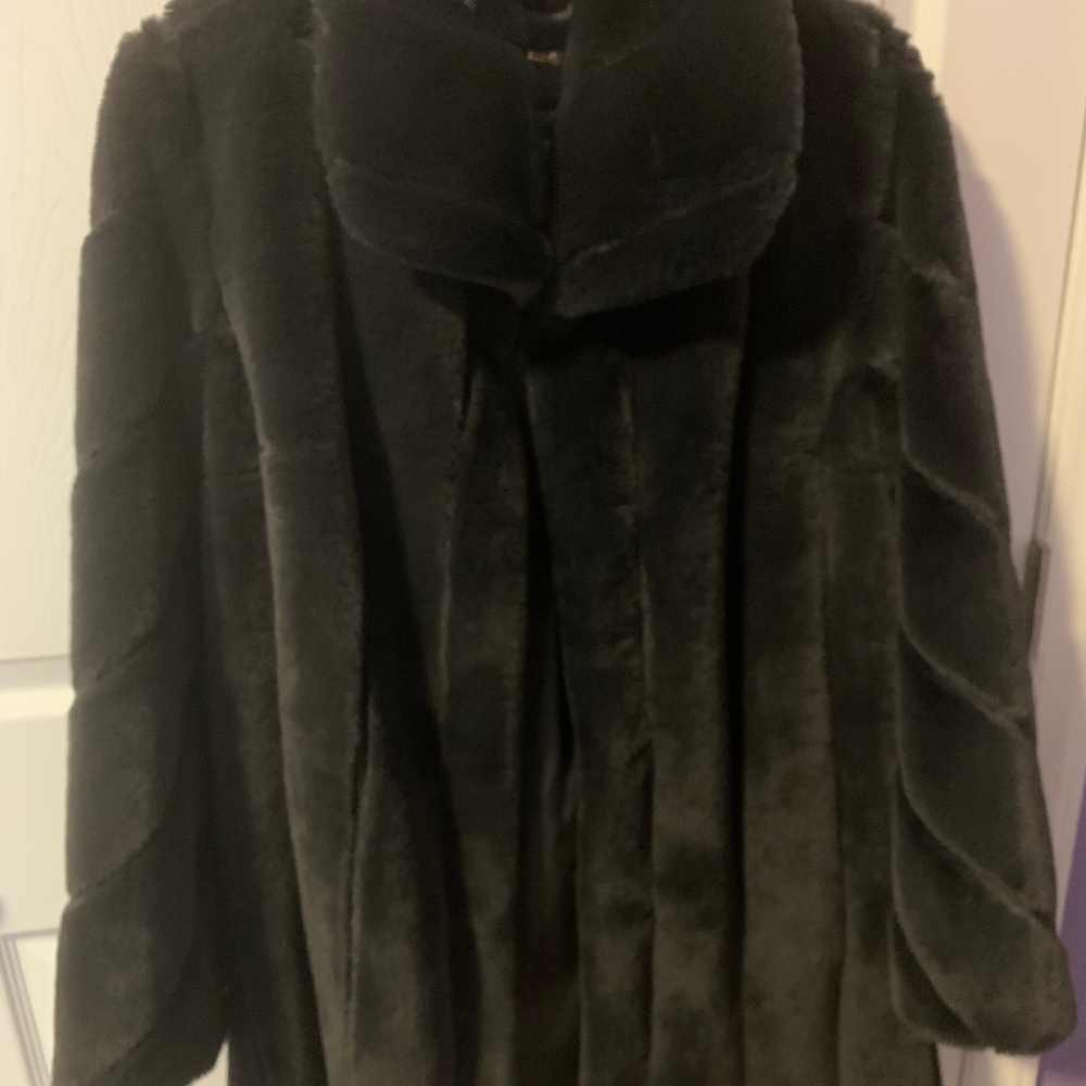 Dark blue faux fur jacket